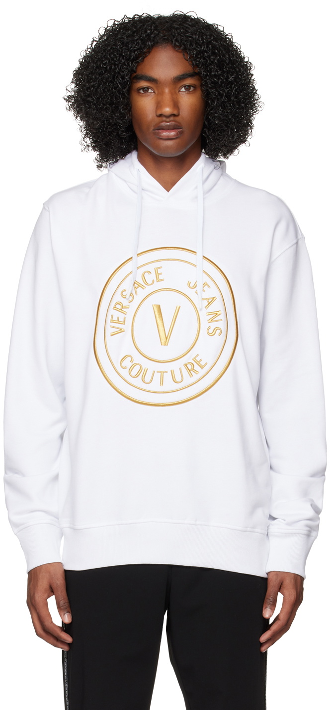 Versace Jeans Couture White V-Emblem Hoodie Versace