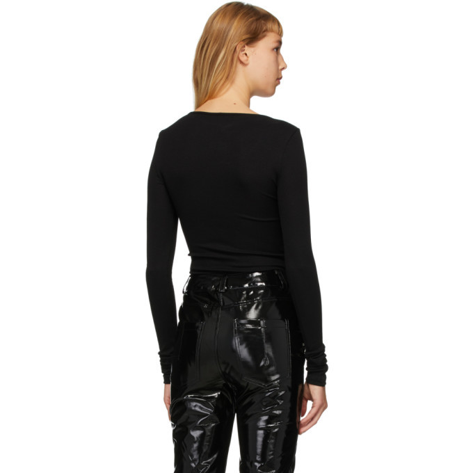 Unravel Black Front Cross Bodysuit
