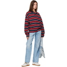 Rhude Burgundy & Navy Fontaine Striped L/S Polo