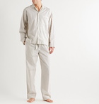 TEKLA - Striped Organic Cotton-Poplin Pyjama Trousers - White