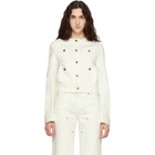 BALMAIN Off-White Patch-Pocket Denim Jacket