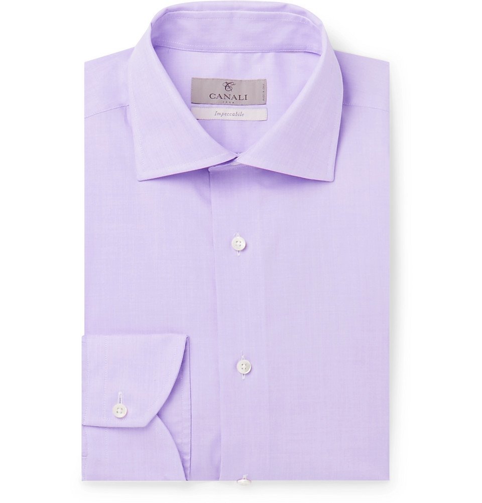 Shop Canali Collared Button-Down Jersey Shirt