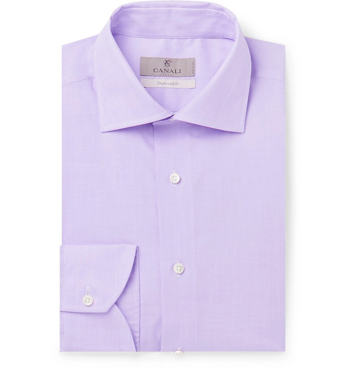 Photo: Canali - Lilac Slim-Fit Cotton-Poplin Shirt - Lilac