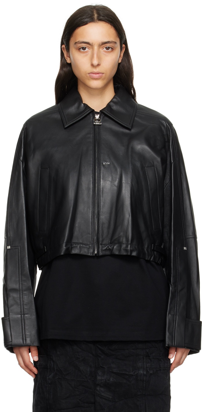 Wooyoungmi Black Cropped Leather Jacket Wooyoungmi