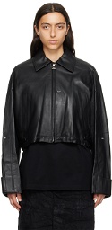 Wooyoungmi Black Cropped Leather Jacket