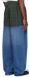Alexander Wang Blue & Green Boxer Combo Loose Jeans