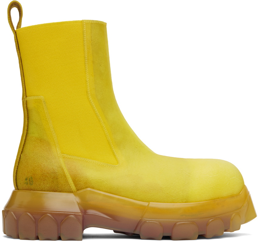 Rick Owens Yellow Edfu Beatle Bozo Tractor Chelsea Boots Rick Owens