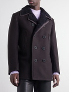 TOM FORD - Shearling and Leather-Trimmed Woven Wool-Blend Coat - Brown