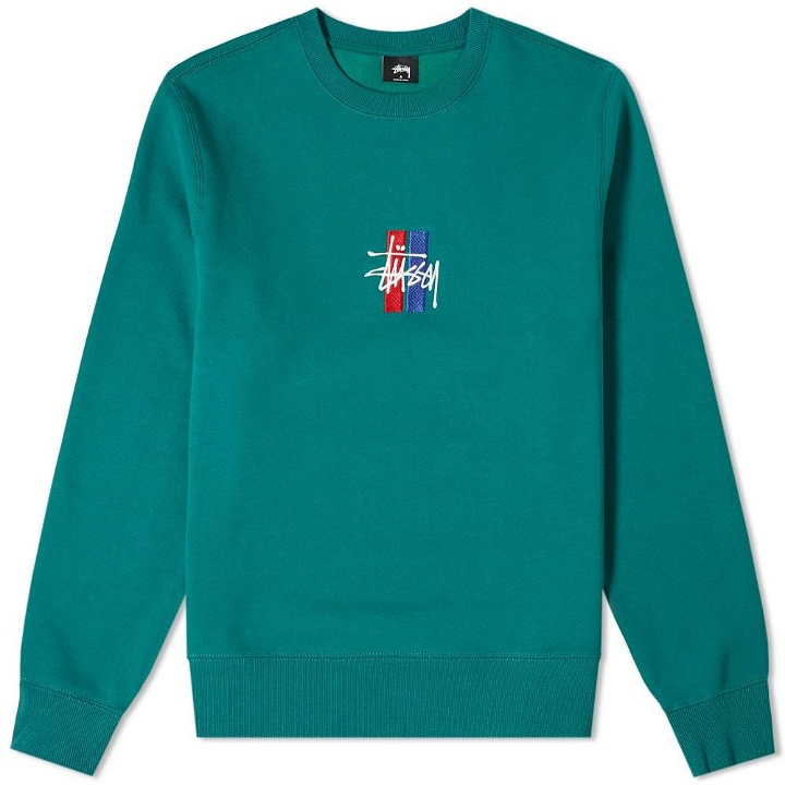 Photo: Stussy 2 Bar Stock Embroidered Crew Sweat Green