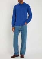 Begg & CO Player Melange Cashmere Polo Jumper Blue
