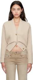 R13 Beige Split Hem Ribbed Cardigan