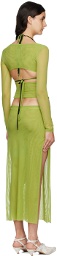 Kathryn Bowen SSENSE Exclusive Green Cutout Maxi Dress