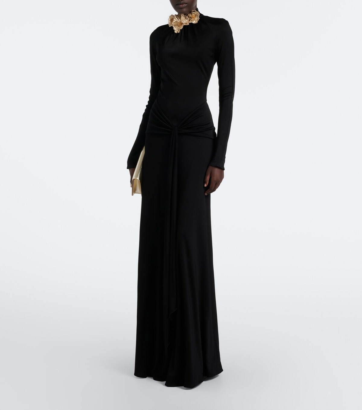 David Koma Draped floral-appliqué gown