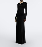 David Koma Draped floral-appliqué gown