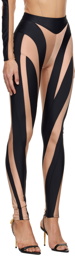 Mugler Tan & Black Spiral Leggings