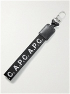 A.P.C. - Leather-Trimmed Logo-Jacquard Webbing Key Fob