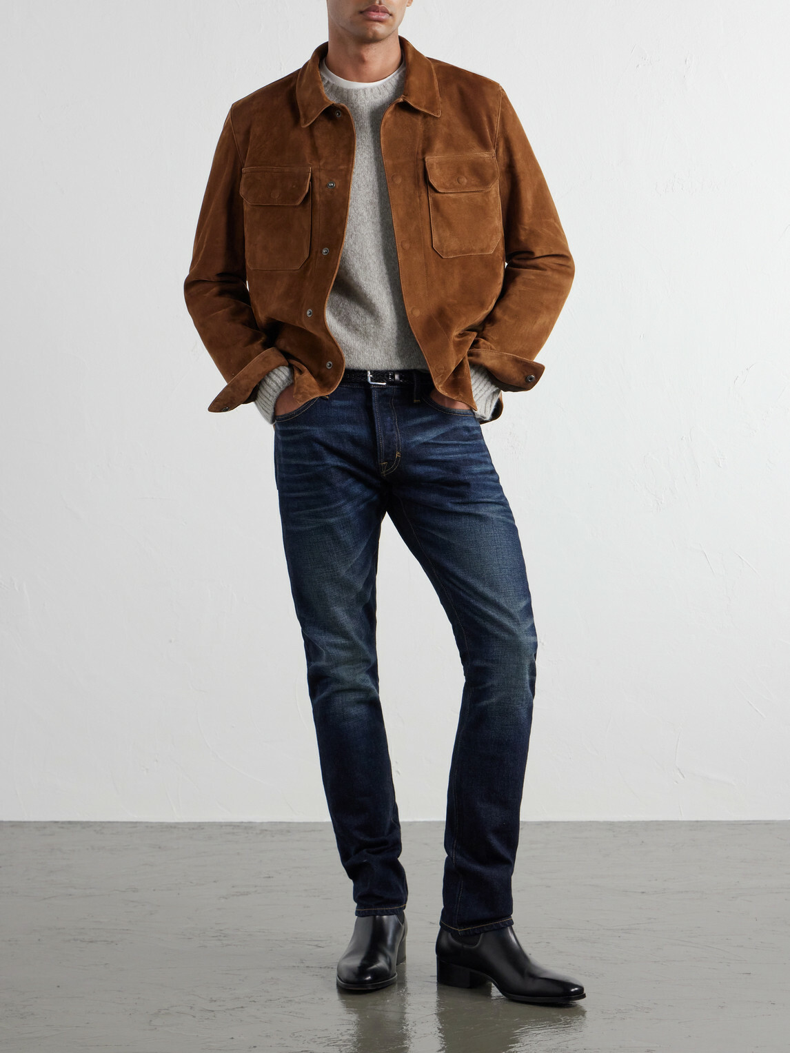 TOM FORD - Panelled Suede Jacket - Brown