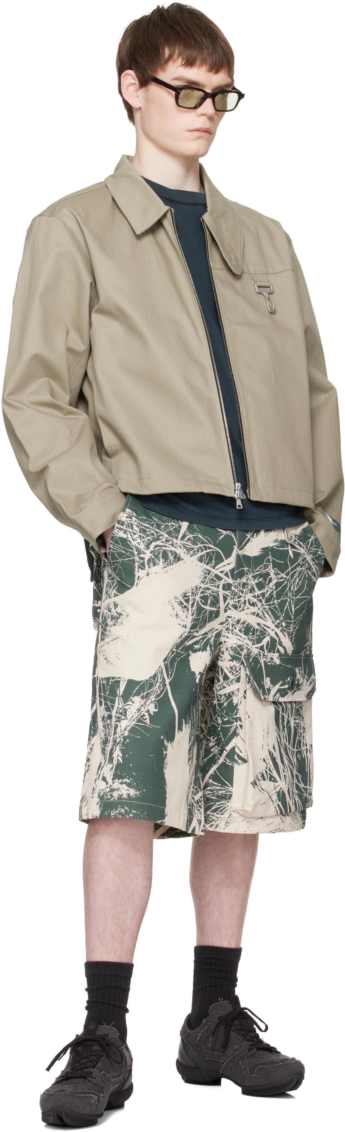 Reese Cooper Taupe Cotton Herringbone Work Jacket
