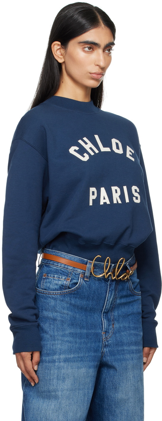 Chloé Navy Mock Neck Sweatshirt