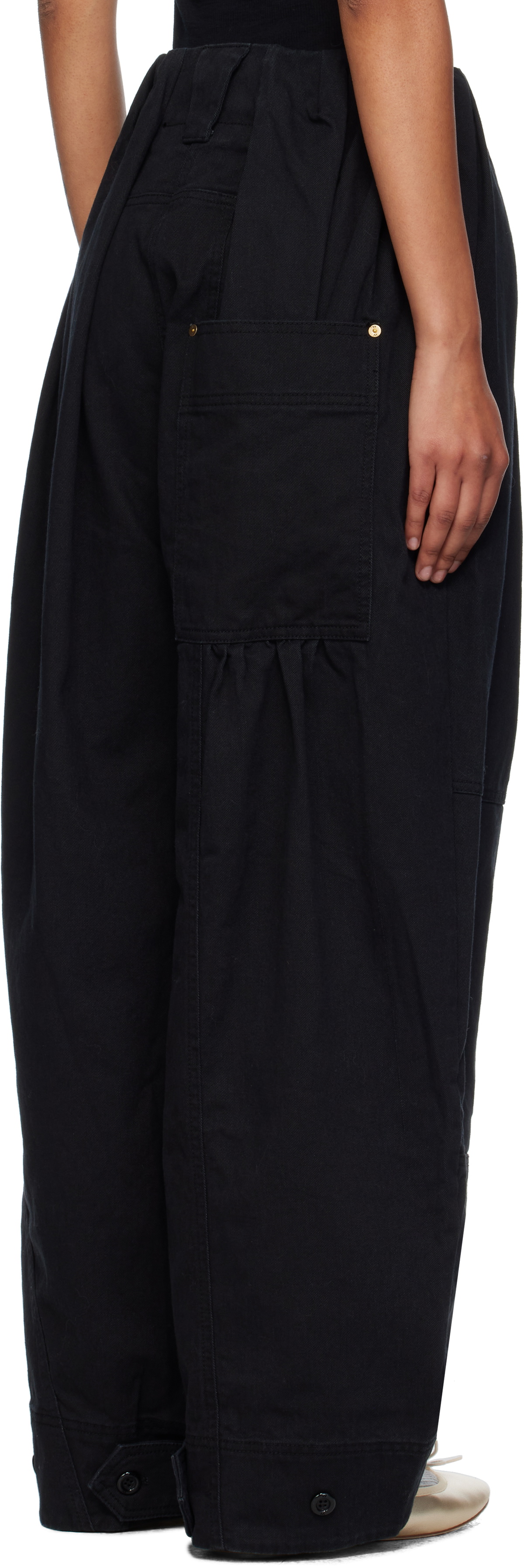 OPEN YY Black Full Gather Trousers