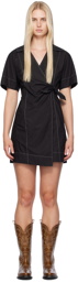 GANNI Black Wrap Minidress