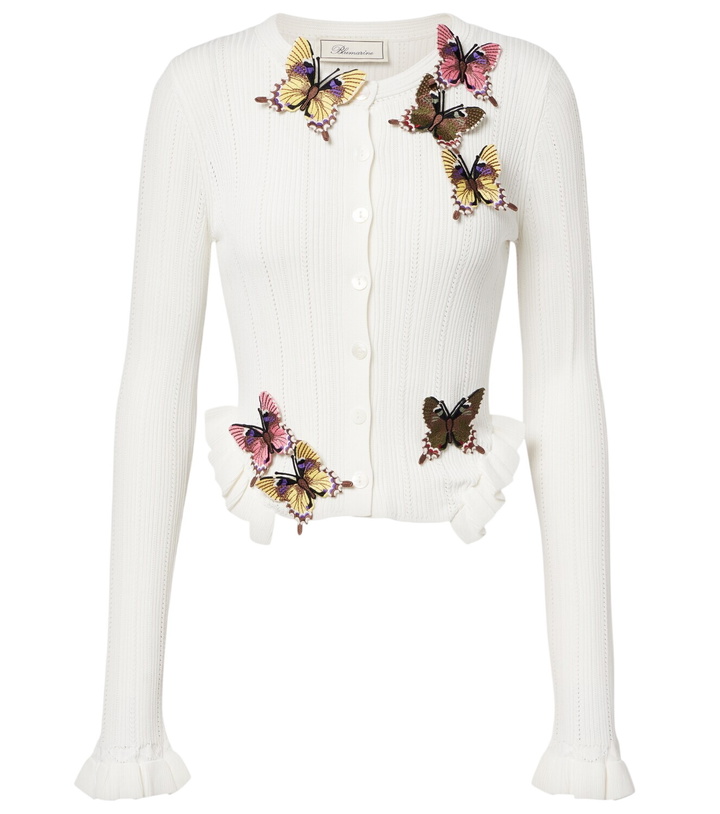 Photo: Blumarine Appliqué pointelle cardigan