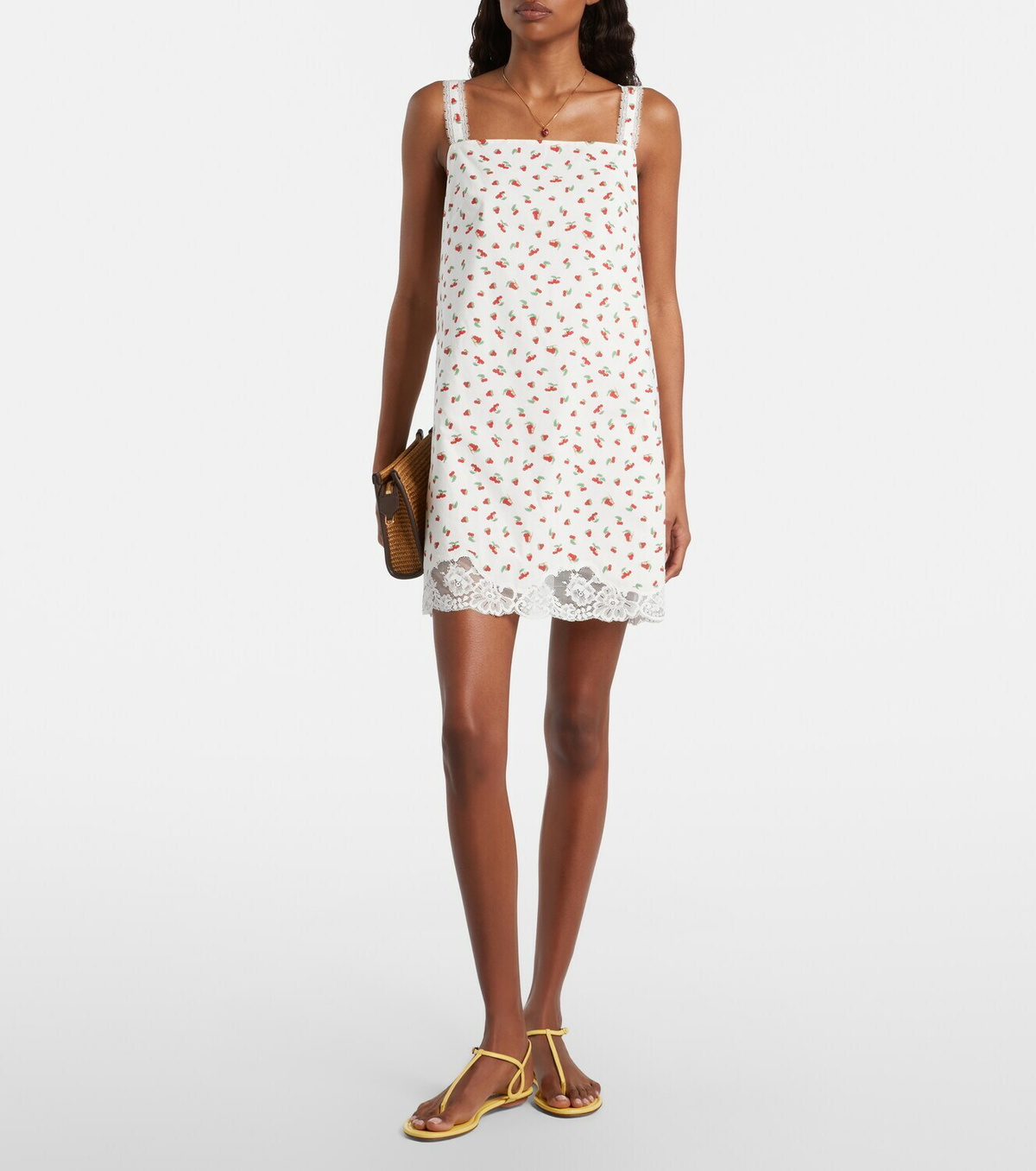 Posse Delia lace-trimmed printed cotton minidress