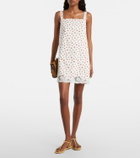 Posse Delia lace-trimmed printed cotton minidress