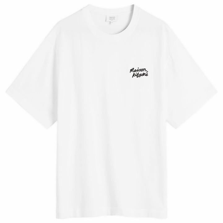 Photo: Maison Kitsuné Men's Handwriting Embroidery Oversize T-Shirt in White/Black