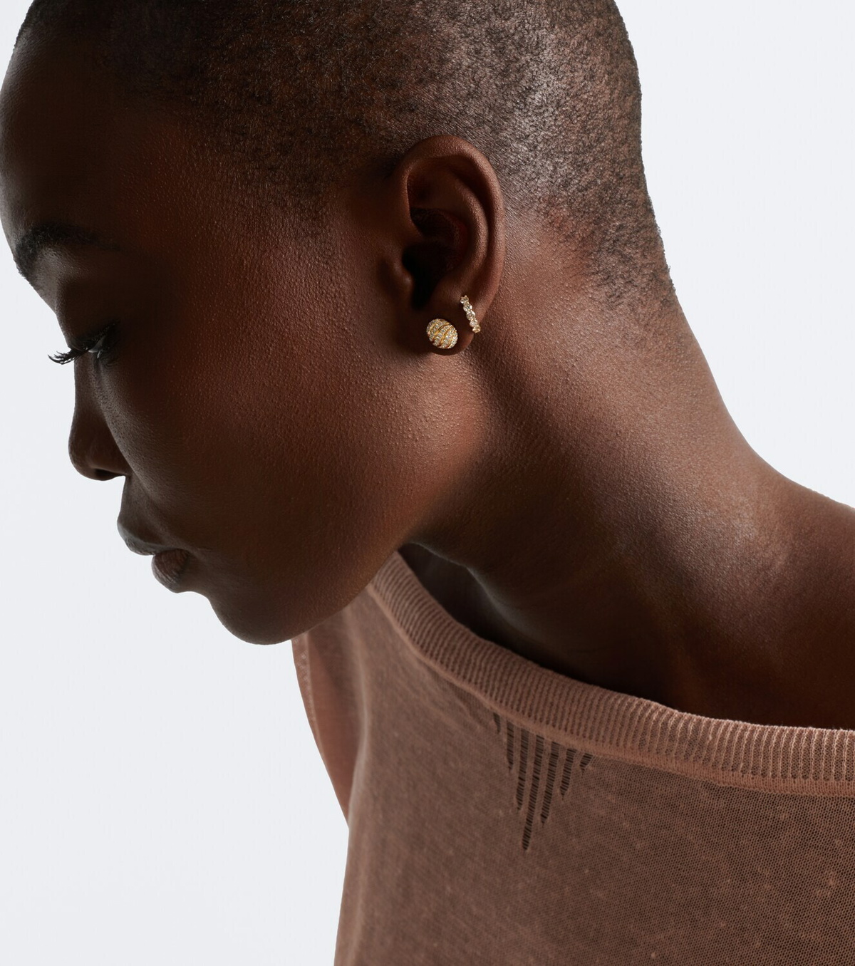 David Yurman Sculpted Cable 18kt gold earrings with diamonds