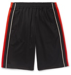 Gucci - Wide-Leg Logo-Embroidered Webbing-Trimmed Tech-Jersey Shorts - Black