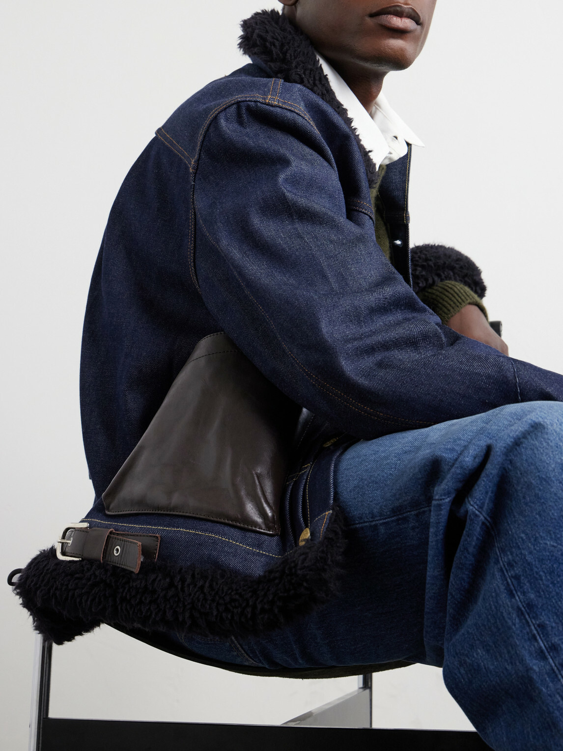Sacai - Levi's Plush-Trimmed Denim Jacket - Blue