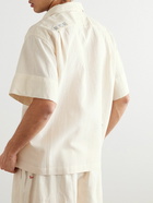 Story Mfg. - Camp-Collar Embroiderd Cotton and Linen-Blend Shirt - White