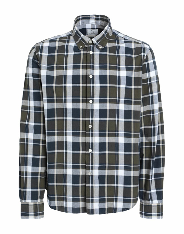 Photo: Woolrich Poplin Madras Shirt Mens Shirt Dark in Green
