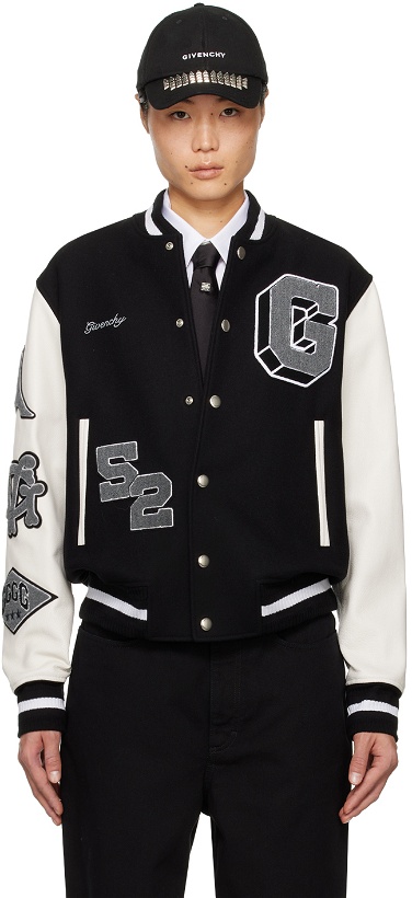 Photo: Givenchy Black Embroidered Bomber Jacket