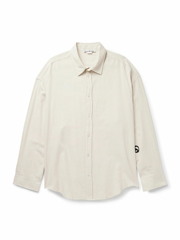 Photo: Acne Studios - Setar Oversized Logo-Appliquéd Cotton Shirt - White