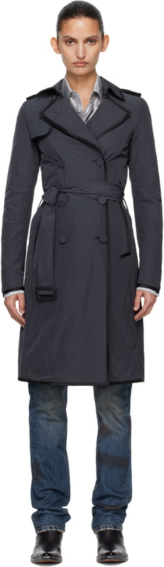Photo: AARON ESH Navy Nylon Trench Coat