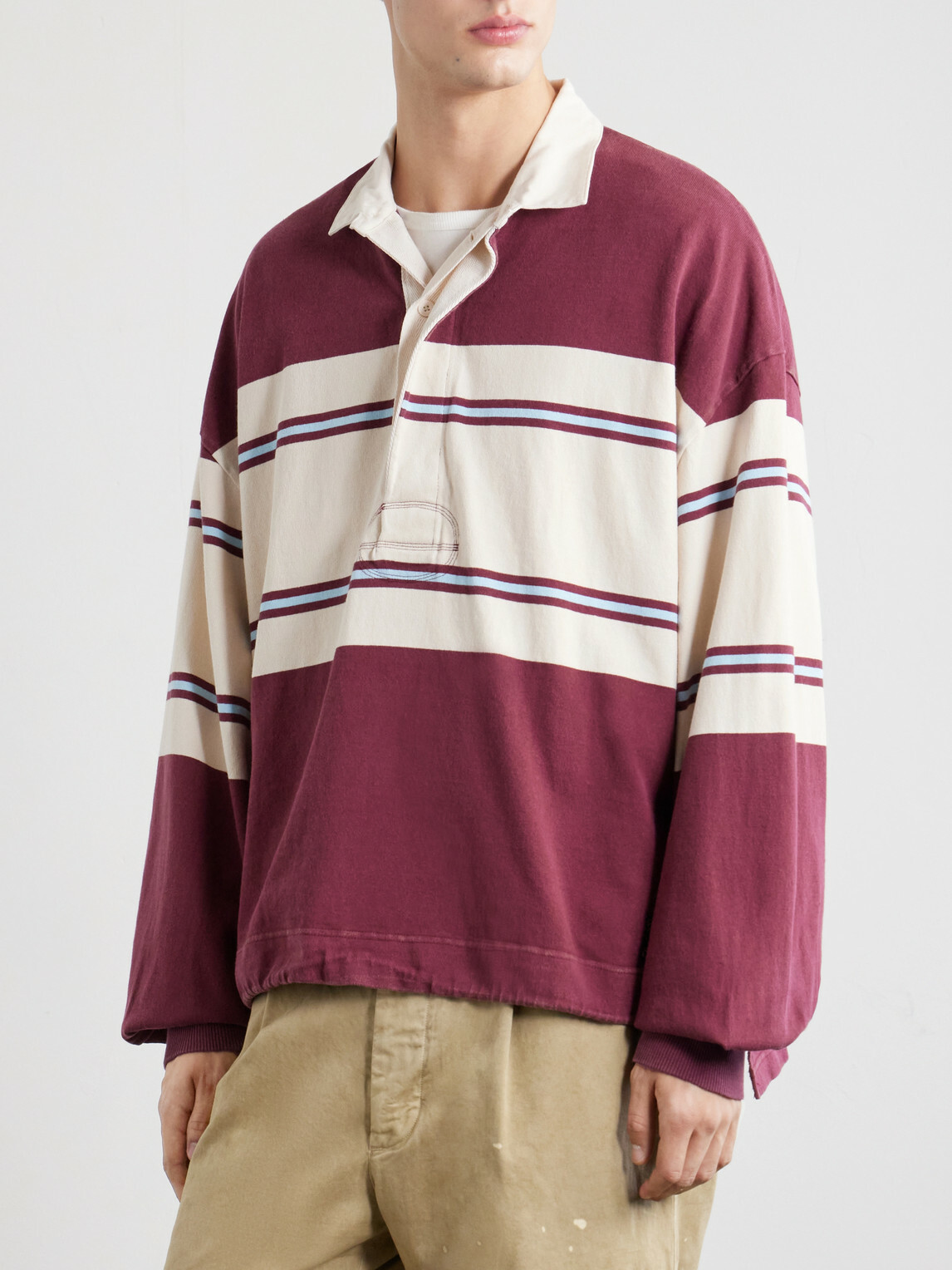 KAPITAL - BIG Striped Cotton-Jersey Polo Shirt - Red