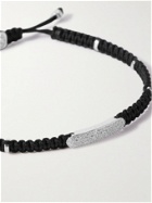 TATEOSSIAN - Sterling Silver, Diamond and Macramé Cord Bracelet - Black