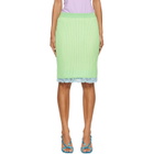 Versace Green Lace-Trim Viscose-Blend Ribbed Knit Midi Skirt