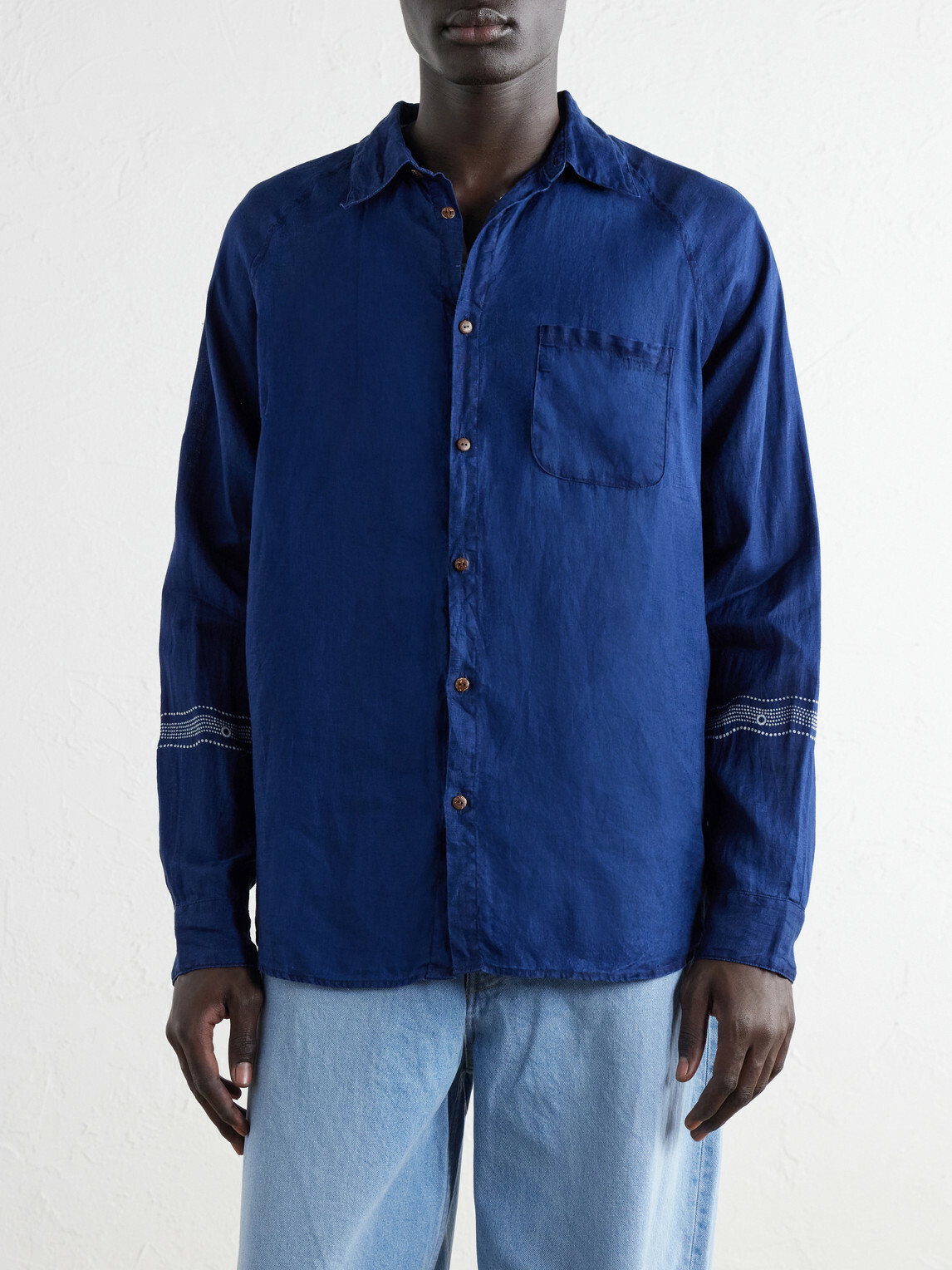 KAPITAL - Printed Linen Shirt - Blue