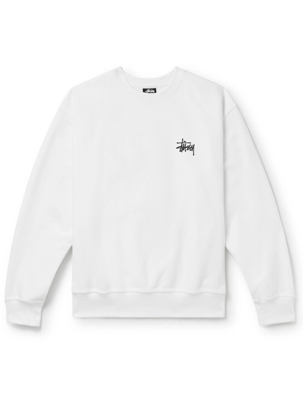 Photo: Stussy - Logo-Print Cotton-Blend Jersey Sweatshirt - White