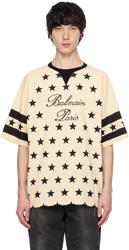 Photo: Balmain Beige Stars T-Shirt