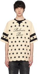 Balmain Beige Stars T-Shirt