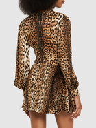 ROBERTO CAVALLI Jaguar Print Satin Mini Dress