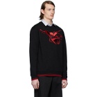 McQ Alexander McQueen Black and Red Embroidered Graphic Sweatshirt