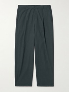 Folk - Straight-Leg Pleated Cotton Trousers - Gray