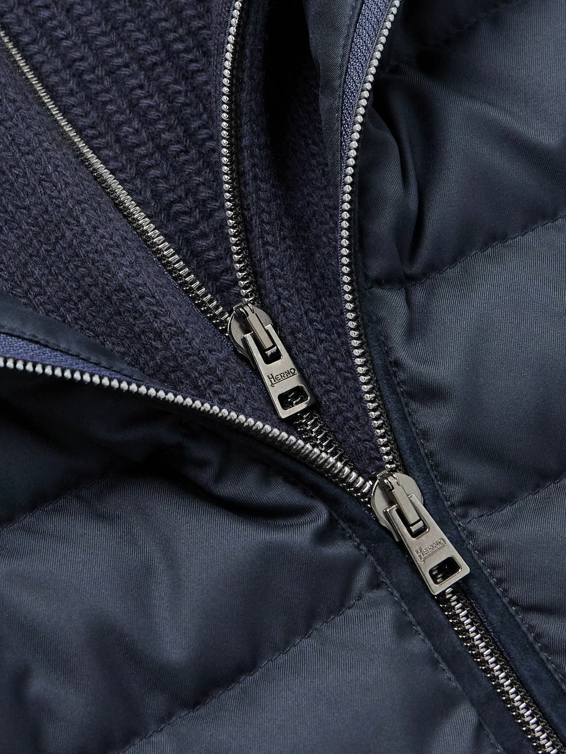 Herno - Slim-Fit Wool and Quilted Shell Down Jacket - Blue