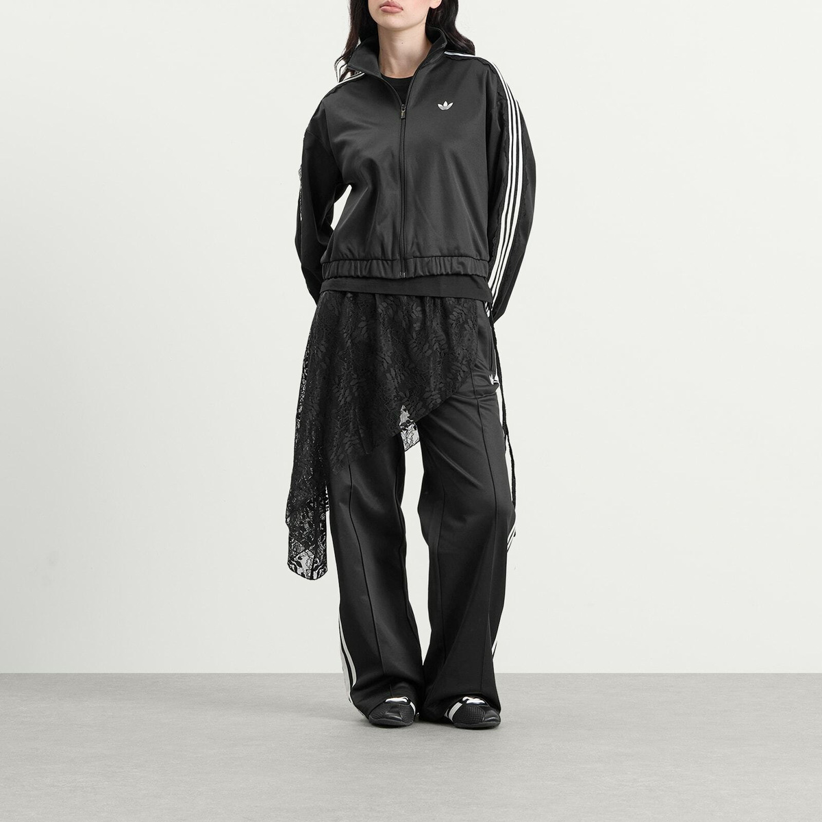 Adidas Women's 2 in 1 Lace Firebird Track Pant in Black