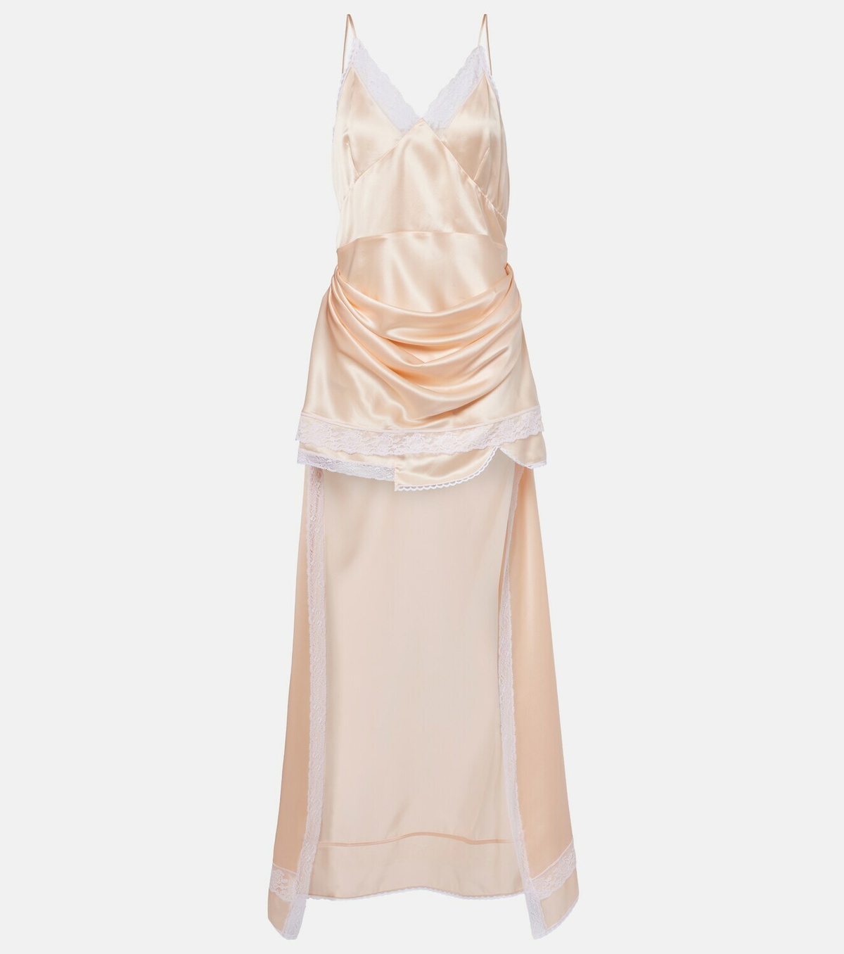 Magda Butrym Lace-trimmed silk satin slip dress